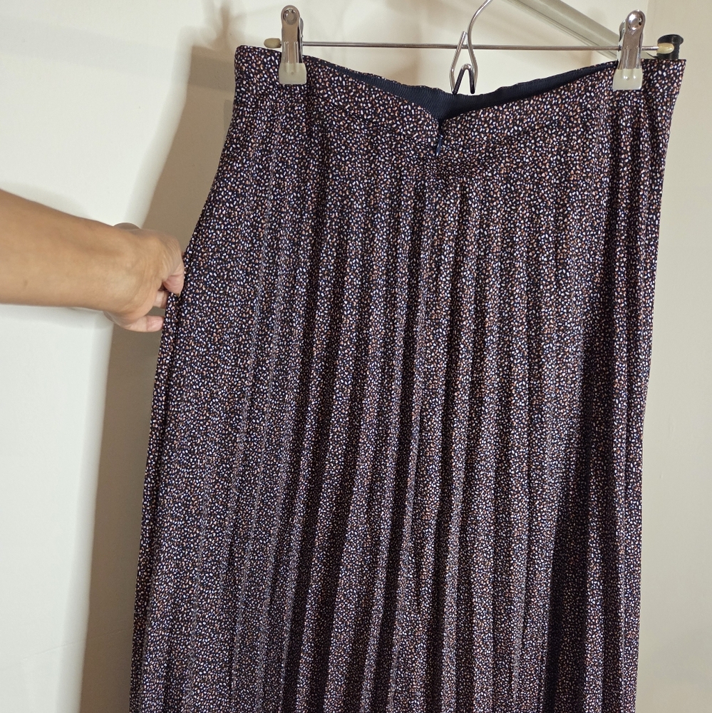 J. Crew Navy and White Patterned Midi Skirt